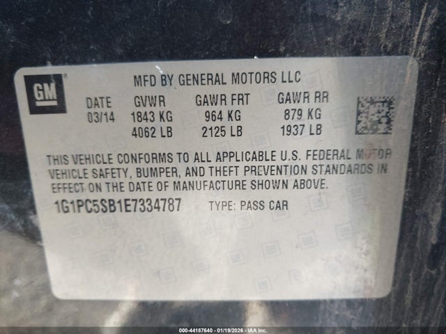 Chevrolet Cruze 1lt Auto 2014 1G1PC5SB1E7334787 Image 9