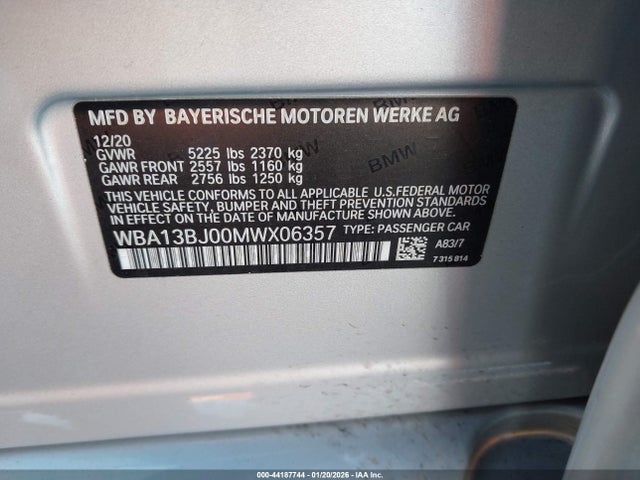2021 BMW 530I WBA13BJ00MWX06357 Photo 8
