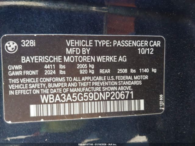 2013 BMW 328I WBA3A5G59DNP20671 Photo 8