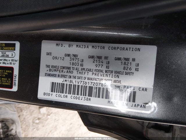2013 Mazda Mazda3 I Touring მანქანა იყიდება აუქციონზე, vin: JM1BL1V73D1720789, აუქციონის ნომერი: 44187755