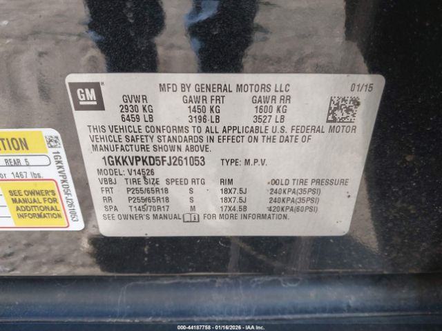 2015 GMC ACADIA 1GKKVPKD5FJ261053 Photo 8