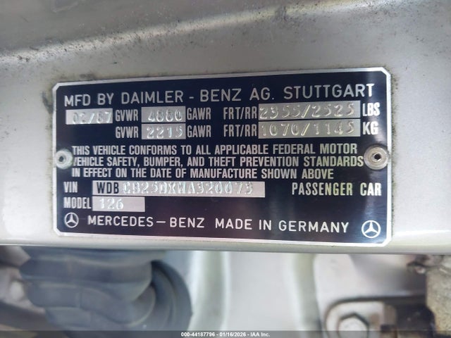 1987 MERCEDES-BENZ 300 WDBCB25DXHA320073 Photo 8