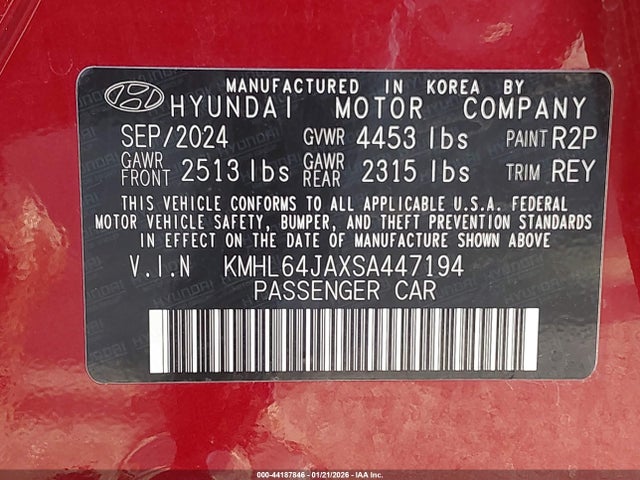 Продажа на аукционе авто 2025 Hyundai Sonata Sel, vin: KMHL64JAXSA447194, номер лота: 44187846