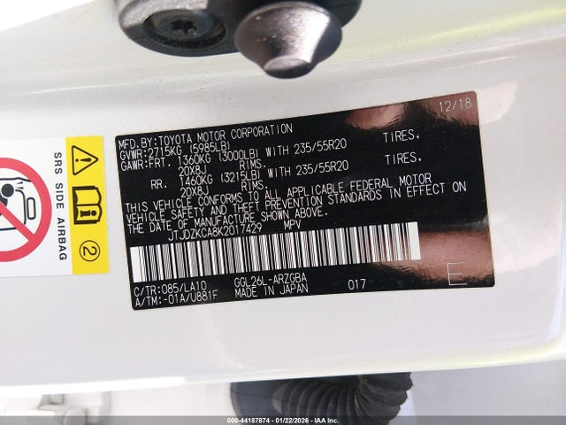 Продаж на аукціоні авто 2019 Lexus Rx 350l Luxury, vin: JTJDZKCA8K2017429, номер лоту: 44187874