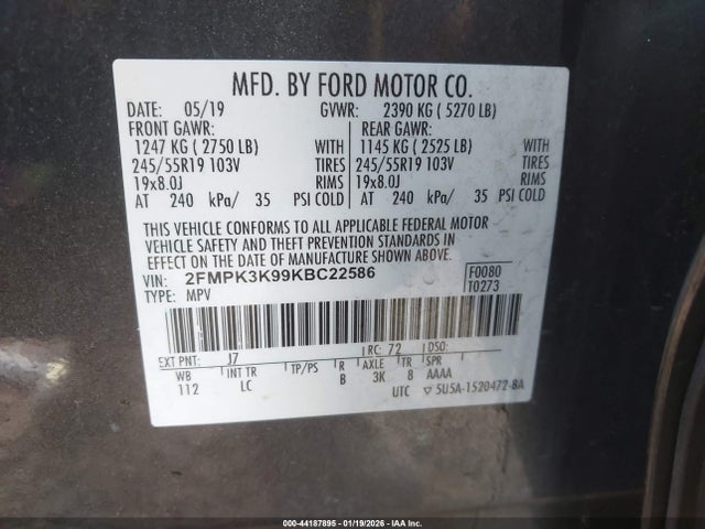 2019 FORD EDGE 2FMPK3K99KBC22586 Photo 8