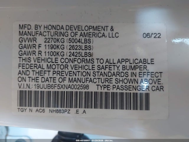 2022 ACURA TLX 19UUB6F5XNA002598 Photo 8