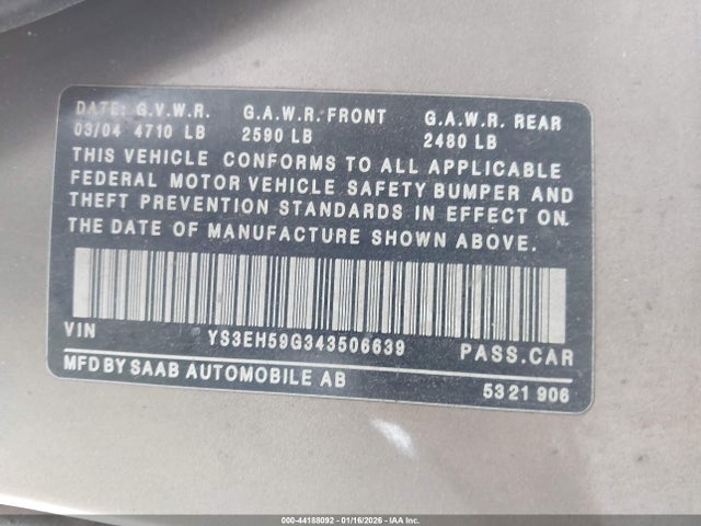 2004 SAAB 9-5 YS3EH59G343506639 Photo 8