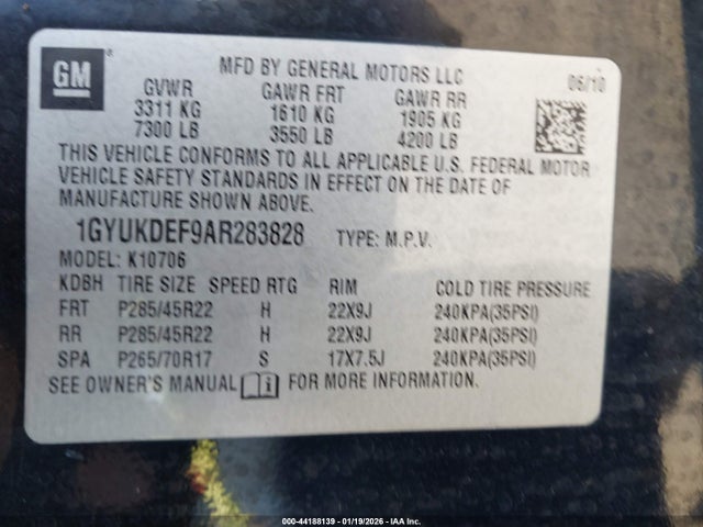 2010 CADILLAC ESCALADE 1GYUKDEF9AR283828 Photo 8