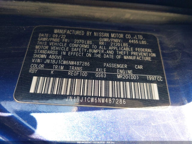 JN1BJ1CW6NW487286 Nissan Rogue Sport Sl Awd Xtronic Cvt