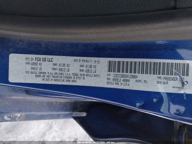 44188193 :رقم المزاد ، 1C3CCCBB2GN129864 vin ، 2016 Chrysler 200 S مزاد بيع
