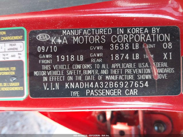 2011 KIA RIO KNADH4A32B6927654 Photo 8