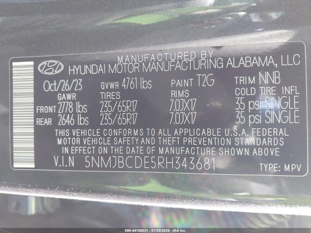 Hyundai TUCSON SEL 2024 5NMJBCDE5RH343681 Image 9