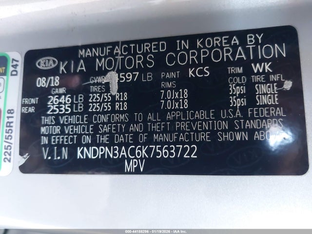 KNDPN3AC6K7563722 KIA Sportage Ex
