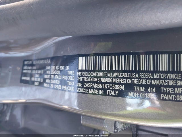 2019 ALFA ROMEO STELVIO ZASPAKBN1K7C50994 Photo 8