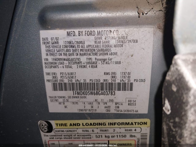 2008 FORD TAURUS X 1FMDK05W68GA03783 Photo 8