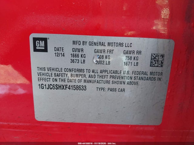 2015 CHEVROLET SONIC 1G1JC6SHXF4158633 Photo 8