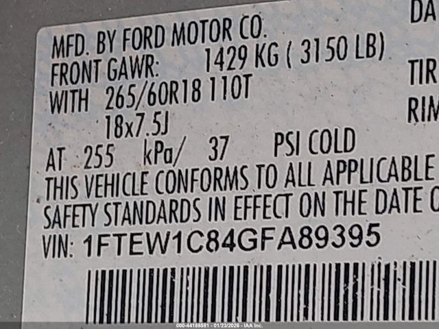 2016 FORD F-150 1FTEW1C84GFA89395 Photo 8