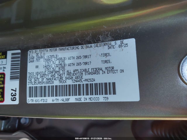 44188610 :رقم المزاد ، 3TMLB5JN5SM188528 vin ، 2025 Toyota Tacoma Trd Off Road مزاد بيع