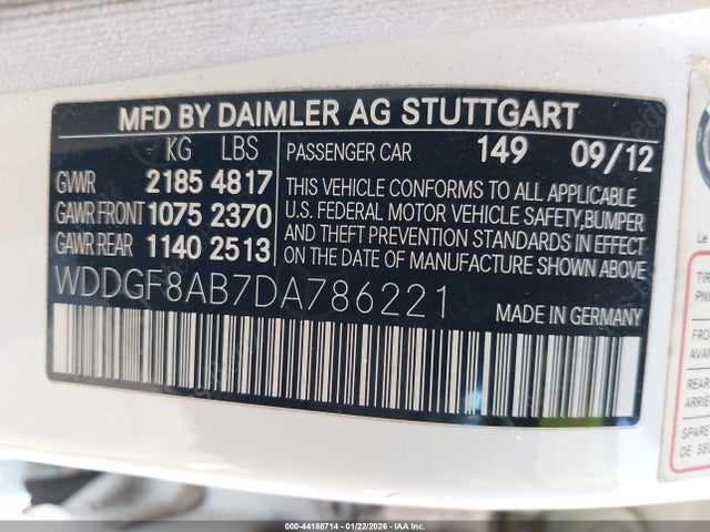 Продаж на аукціоні авто 2013 Mercedes-benz C 300 Luxury 4matic, vin: WDDGF8AB7DA786221, номер лоту: 44188714