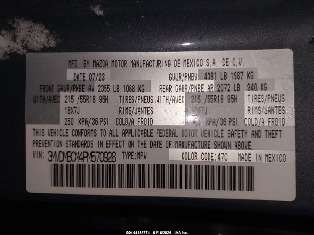 Aukcja sprzedaży 2023 Mazda Cx-30 2.5 S Carbon Edition, vin: 3MVDMBCM4PM570928, numer aukcji: 44188774