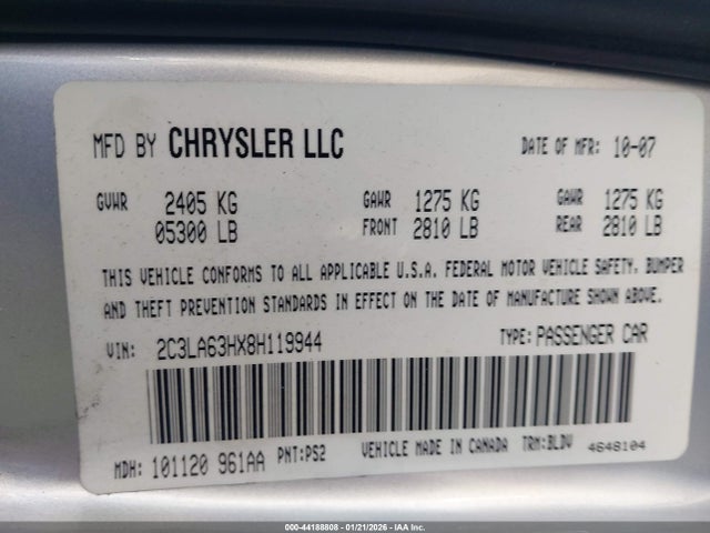 Aukcja sprzedaży 2008 Chrysler 300c Hemi, vin: 2C3LA63HX8H119944, numer aukcji: 44188808