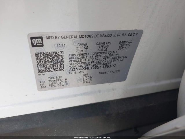 Aukcja sprzedaży 2025 Chevrolet Equinox Fwd Lt, vin: 3GNAXHEG6SL185107, numer aukcji: 44188865