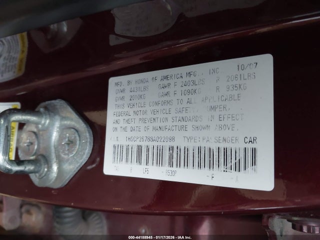 Продаж на аукціоні авто 2008 Honda Accord 2.4 Ex, vin: 1HGCP26788A022098, номер лоту: 44188945