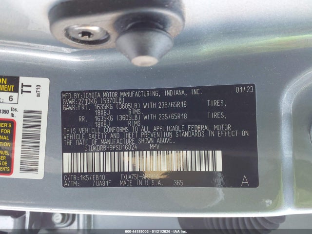5TDKDRBH9PS016824 Toyota Highlander Xle