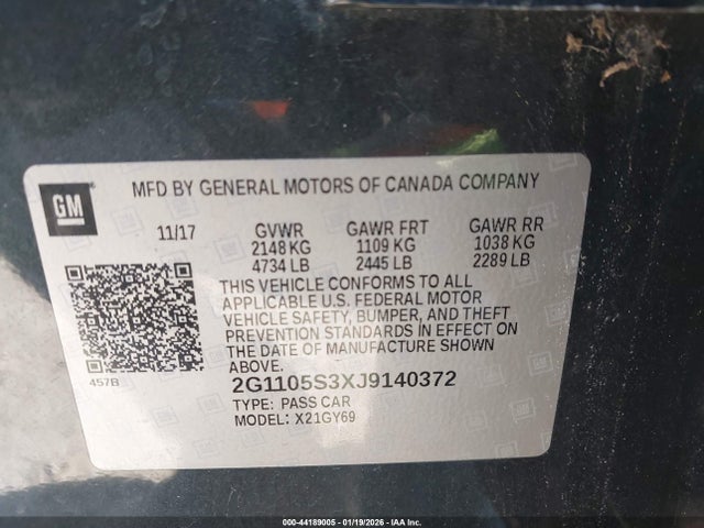 2G1105S3XJ9140372 Chevrolet IMPALA 1LT