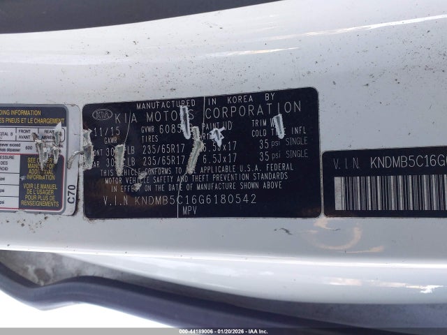 KNDMB5C16G6180542 KIA SEDONA LX