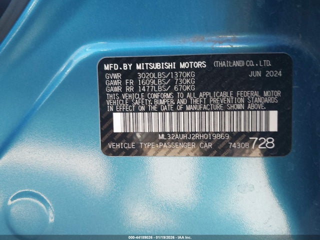 2024 MITSUBISHI MIRAGE ML32AUHJ2RH019869 Photo 8