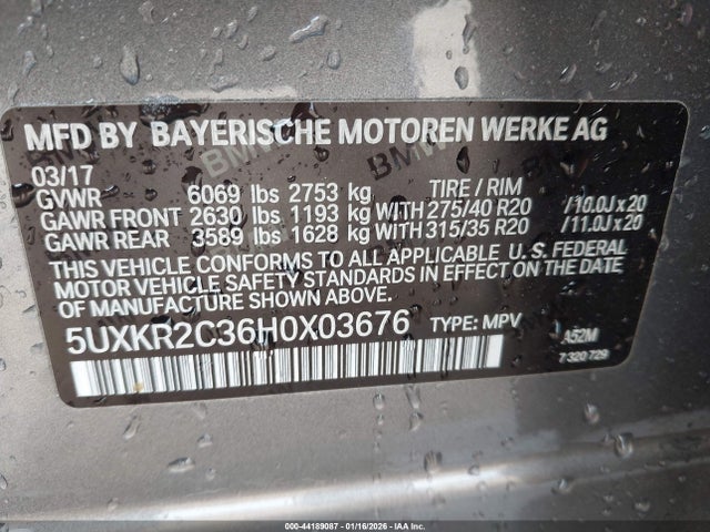 Aukcja sprzedaży 2017 Bmw X5 Sdrive35i, vin: 5UXKR2C36H0X03676, numer aukcji: 44189087