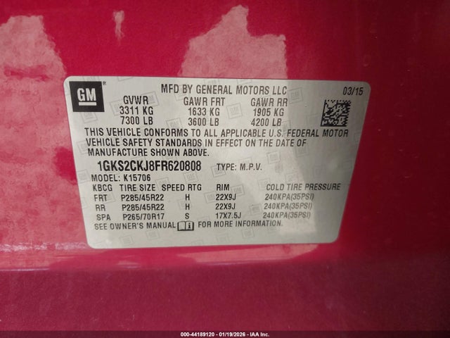 1GKS2CKJ8FR620808 GMC YUKON DENALI