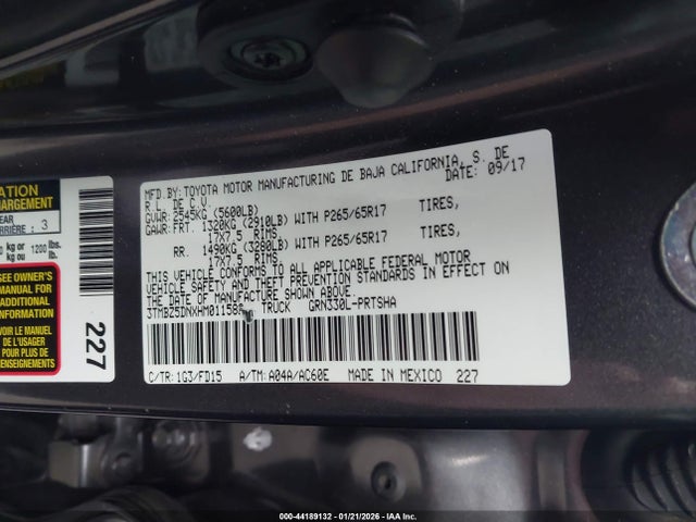 3TMBZ5DNXHM011582 Toyota TACOMA DOU