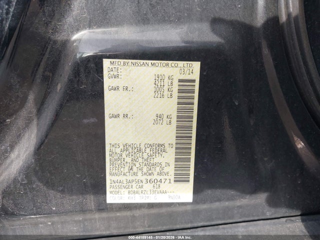 Nissan Altima 2.5 S 2014 1N4AL3AP5EN360471 Image 9