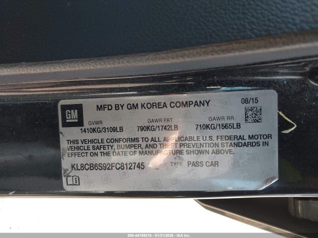 Chevrolet Spark Ls Cvt 2015 KL8CB6S92FC812745 Image 9