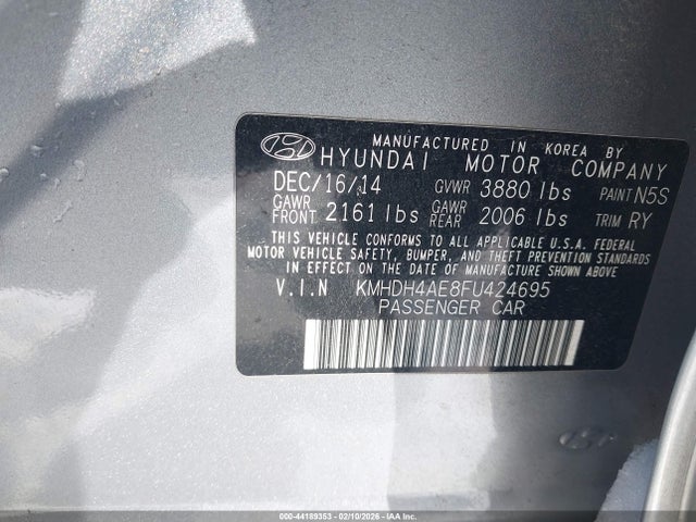Продаж на аукціоні авто 2015 Hyundai Elantra Limited, vin: KMHDH4AE8FU424695, номер лоту: 44189353