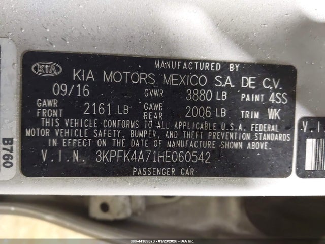 Продажа на аукционе авто 2017 Kia Forte Lx, vin: 3KPFK4A71HE060542, номер лота: 44189373