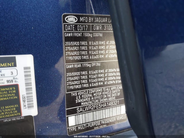 SALWR2FE5HA148321 Land Rover Range Rover Sport 5.0l V8 Supercharged/5.0l V8 Supercharged Dynamic