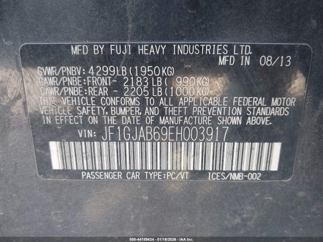 JF1GJAB69EH003917 Subaru Impreza 2.0i Premium