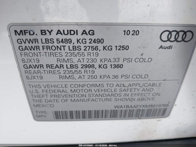 Продажа на аукционе авто 2021 Audi Q5 Premium Plus 45 Tfsi Quattro S Tronic, vin: WA1BAAFYXM2019765, номер лота: 44189461