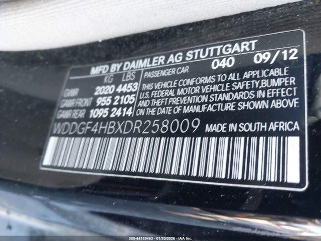 44189463 :رقم المزاد ، WDDGF4HBXDR258009 vin ، 2013 Mercedes-benz C 250 Sport مزاد بيع