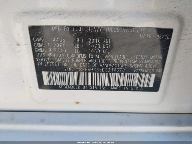 Продаж на аукціоні авто 2011 Subaru Legacy 2.5i Premium, vin: 4S3BMBG65B3214678, номер лоту: 44189487