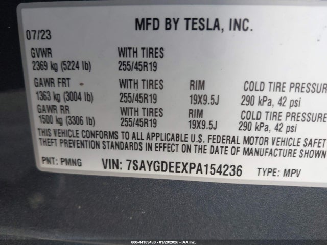 7SAYGDEEXPA154236 Tesla Model Y Awd/long Range Dual Motor All-wheel Drive