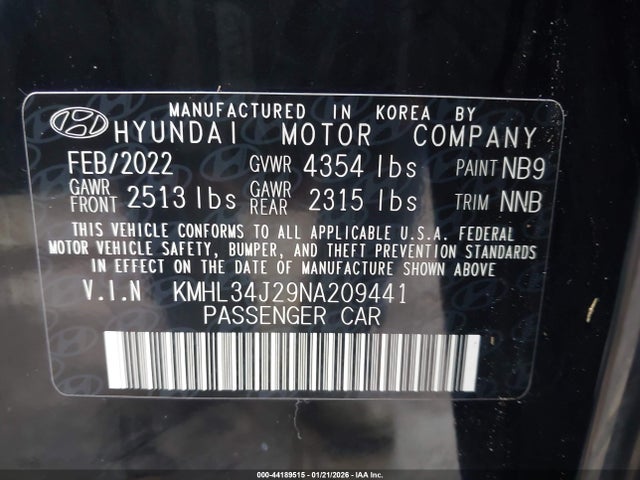 KMHL34J29NA209441 Hyundai Sonata Limited
