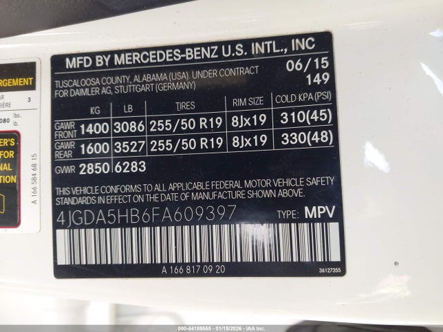 2015 MERCEDES-BENZ ML 350 4JGDA5HB6FA609397 Photo 8