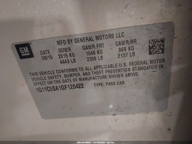 1G11C5SA1GF120422 Chevrolet Malibu Limited Lt