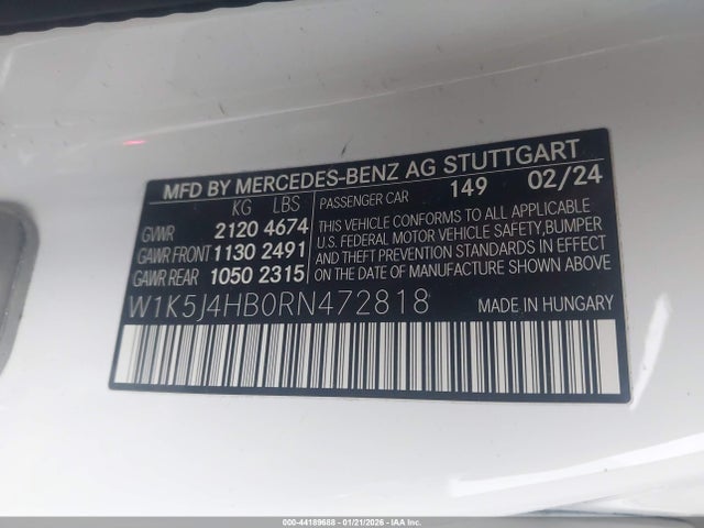 Продаж на аукціоні авто 2024 Mercedes-benz Cla 250 Coupe 4matic, vin: W1K5J4HB0RN472818, номер лоту: 44189688