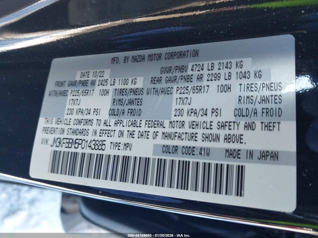 Aukcja sprzedaży 2023 Mazda Cx-5 2.5 S Select, vin: JM3KFBBM5P0143885, numer aukcji: 44189690