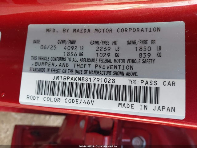 JM1BPAKM8S1791028 Mazda Mazda3 2.5 S Select Sport